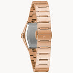 Reloj Bulova Gemini Mujer Acero Negro y Oro Rosa - Vista trasera