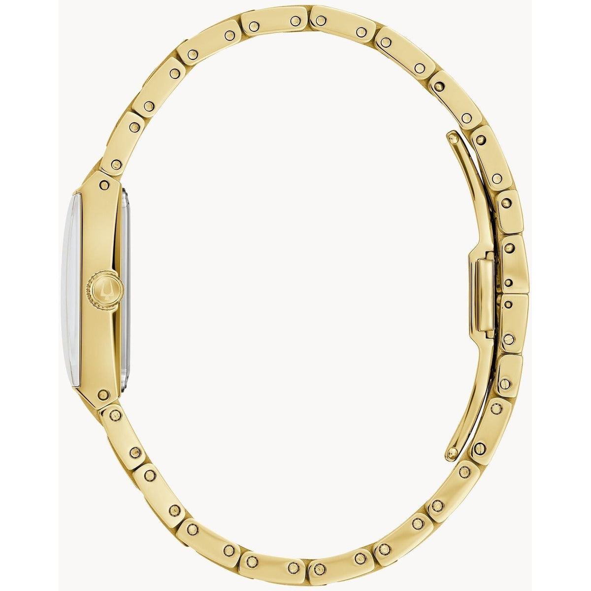 97P167 Reloj Bulova Quadra de dama banda de metal dorado