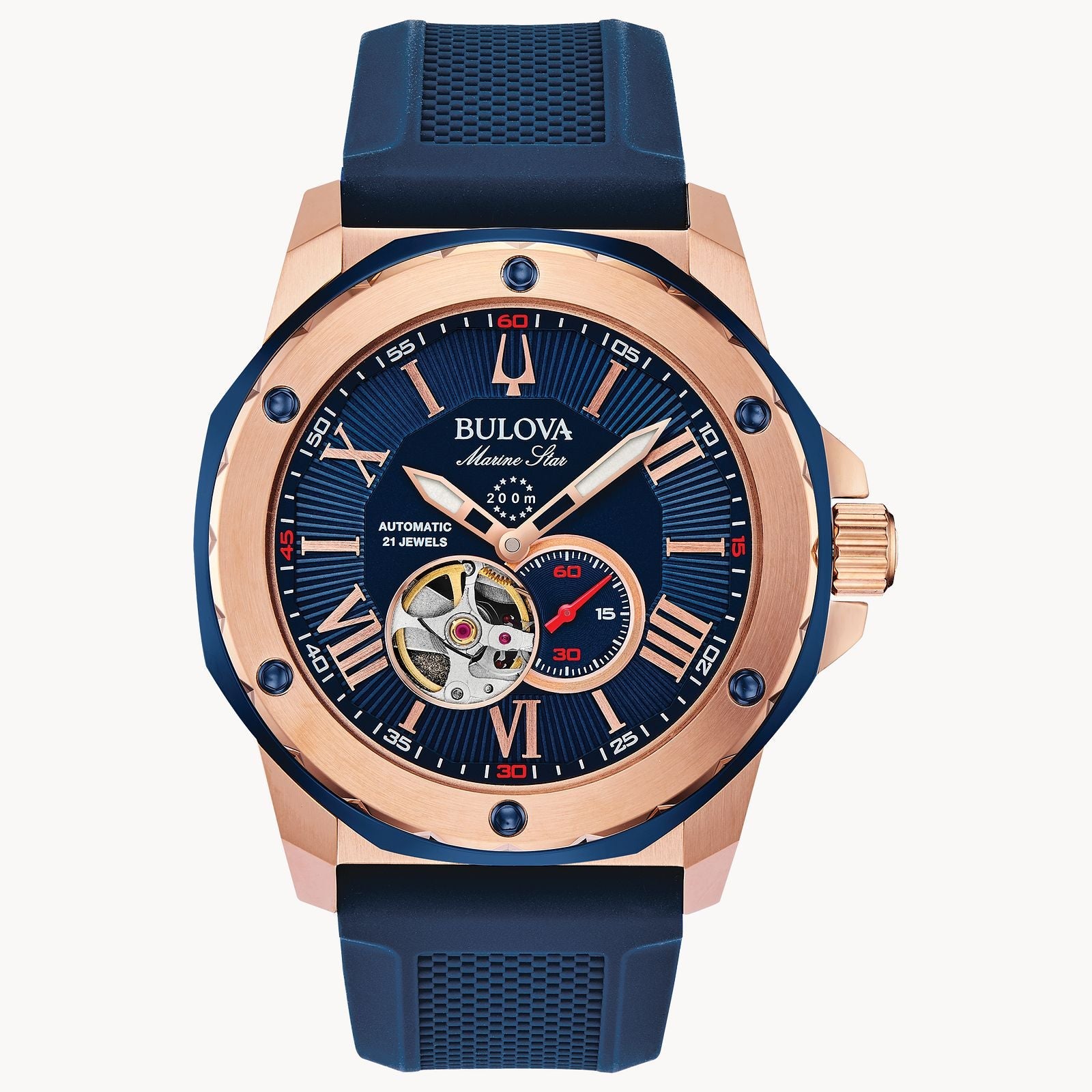 Reloj Bulova Marine Star Hombre Correa Caucho Azul - Reloj original en Guatemala