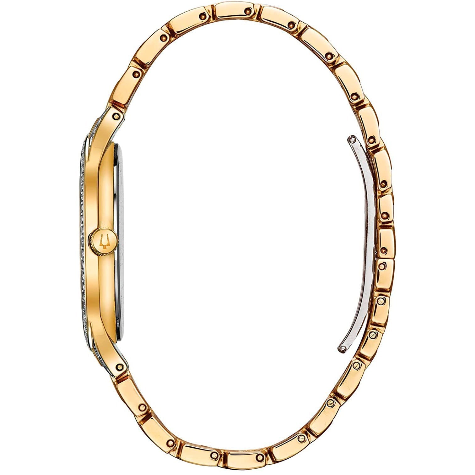 Reloj Bulova Crystal Mujer Correa de Metal Dorado - Vista lateral