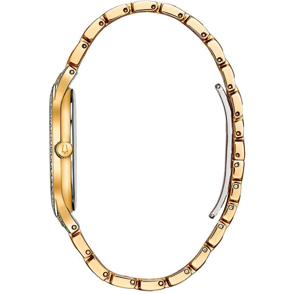 Reloj Bulova Crystal Mujer Correa de Metal Dorado - Vista lateral