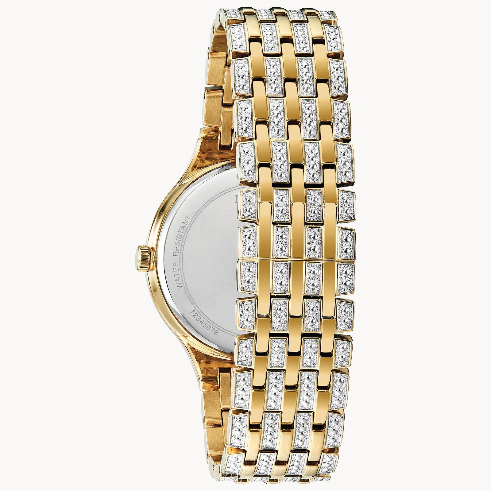Reloj Bulova Crystal Mujer Correa de Metal Dorado - Detalle de esfera