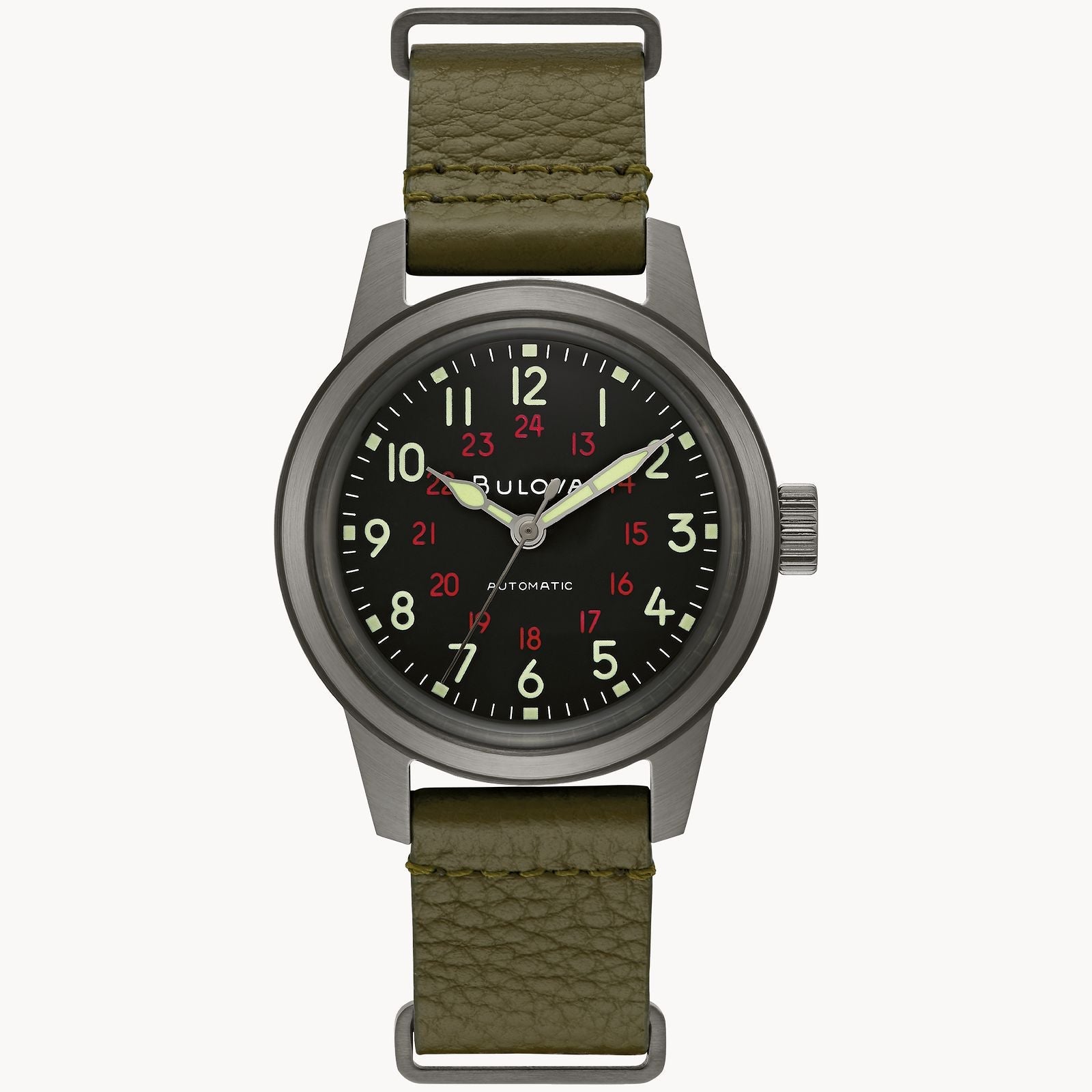 98A255 Bulova Hack Watch de caballero pulsera de cuero