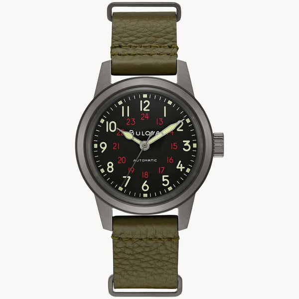 98A255 Bulova Hack Watch de caballero pulsera de cuero