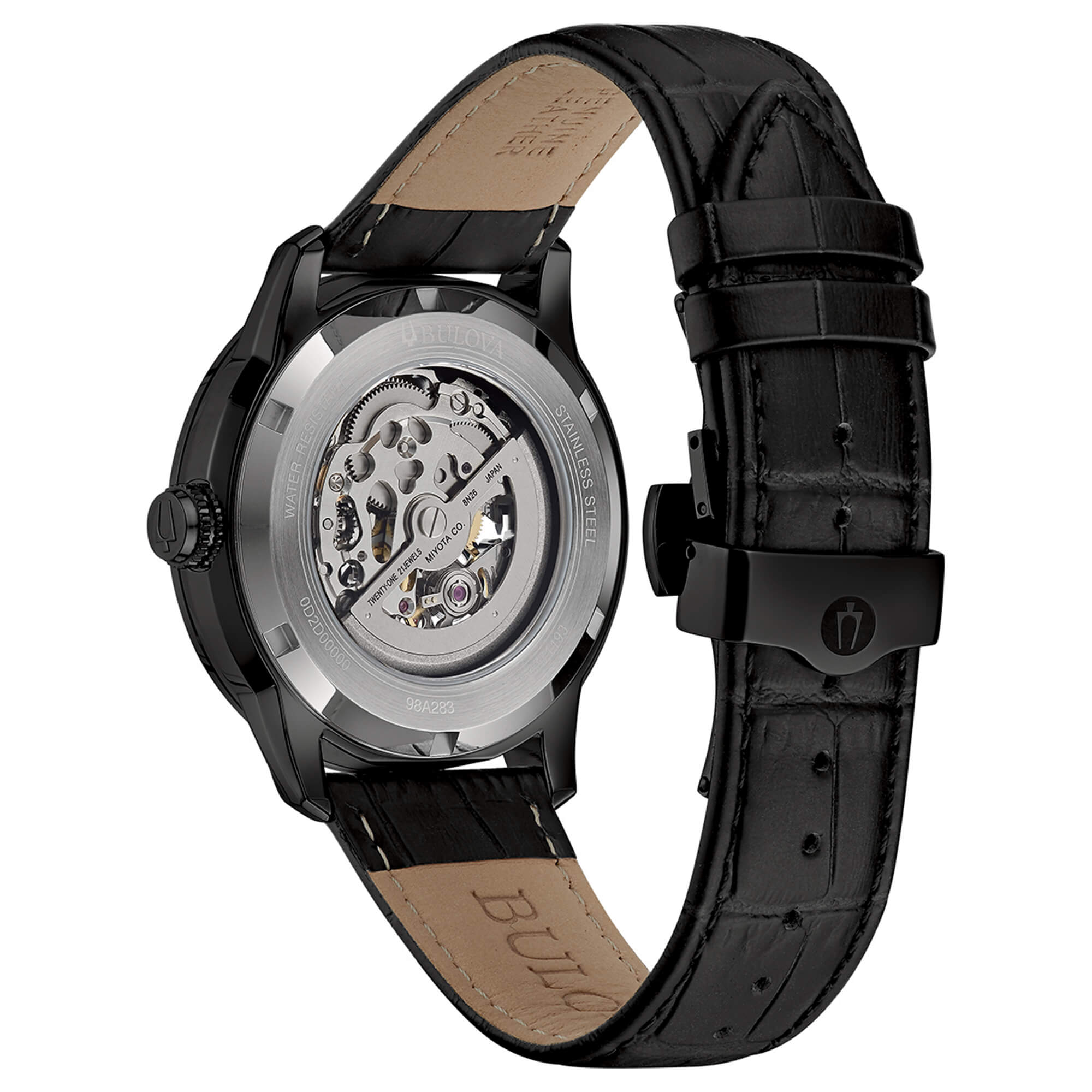 98A283 Reloj Bulova Sutton Skeleton de hombre correa de cuero