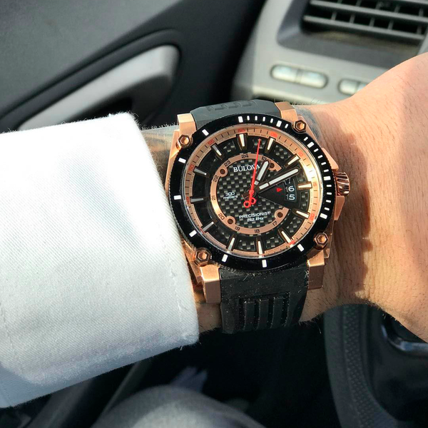 Reloj Bulova Icon Precisionist de hombre correa de silicona 46 mm - Vista lateral