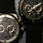 Reloj Bulova Marine Star Hombre Caucho Tono Dorado - Vista lateral