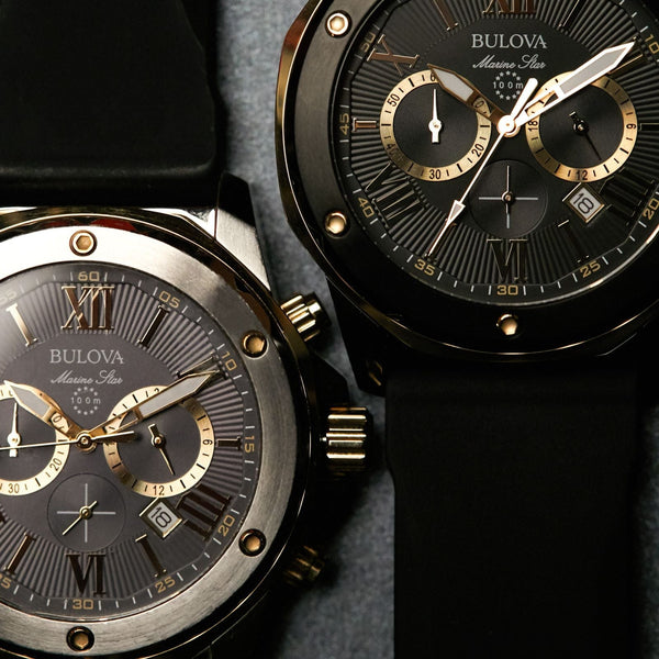 Reloj Bulova Marine Star Hombre Caucho Tono Dorado - Vista lateral
