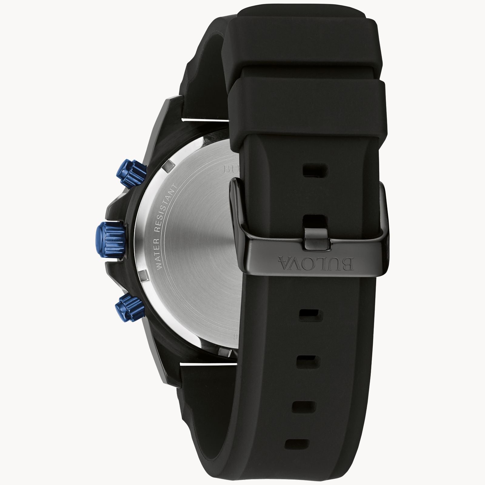 Reloj Bulova Marine Star Hombre Caucho Negro Azul - Detalle de esfera