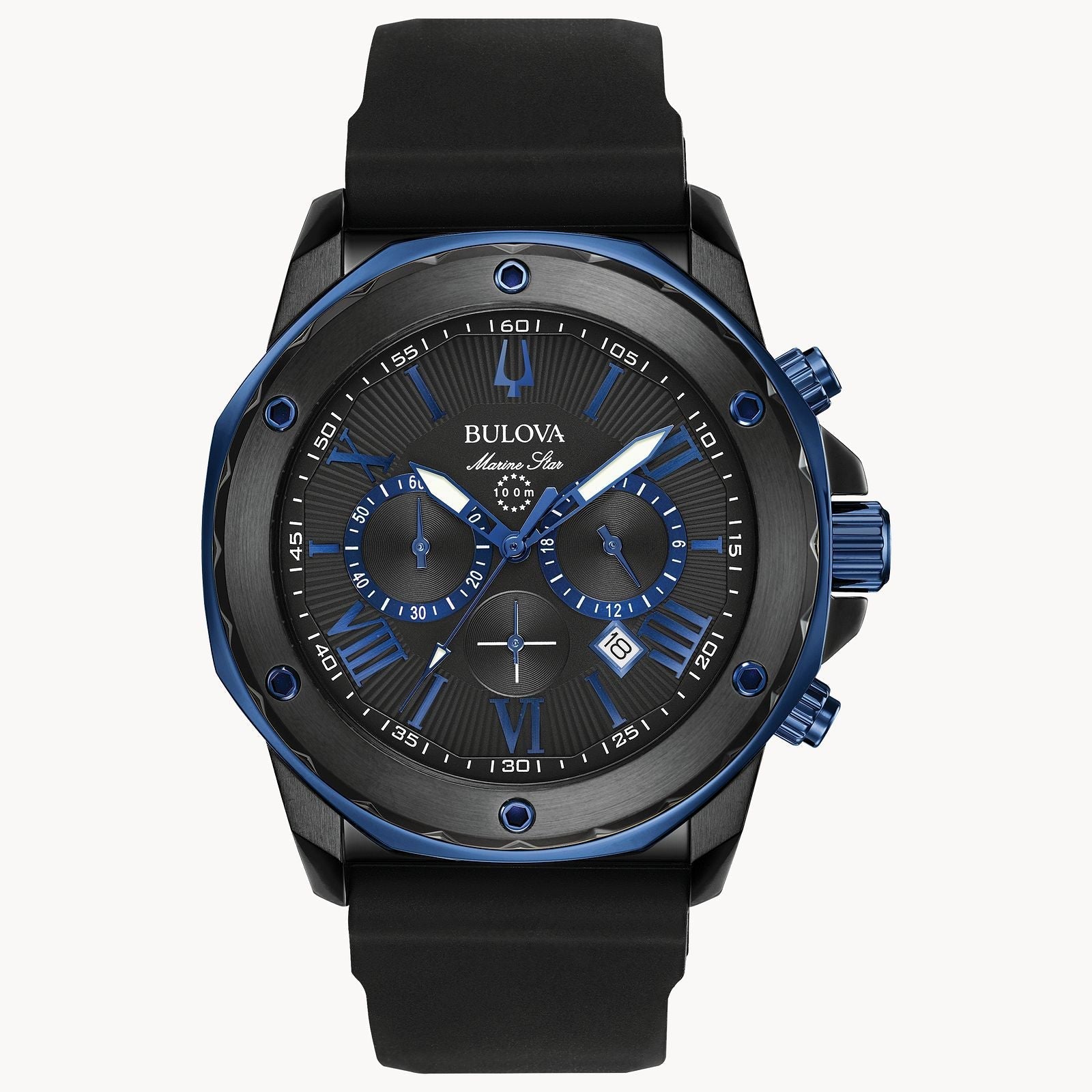 Reloj Bulova Marine Star Hombre Caucho Negro Azul - Reloj original en Guatemala