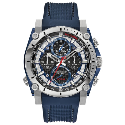 98B315 Reloj Bulova Icon de hombre pulsera de caucho azul 46.5 mm
