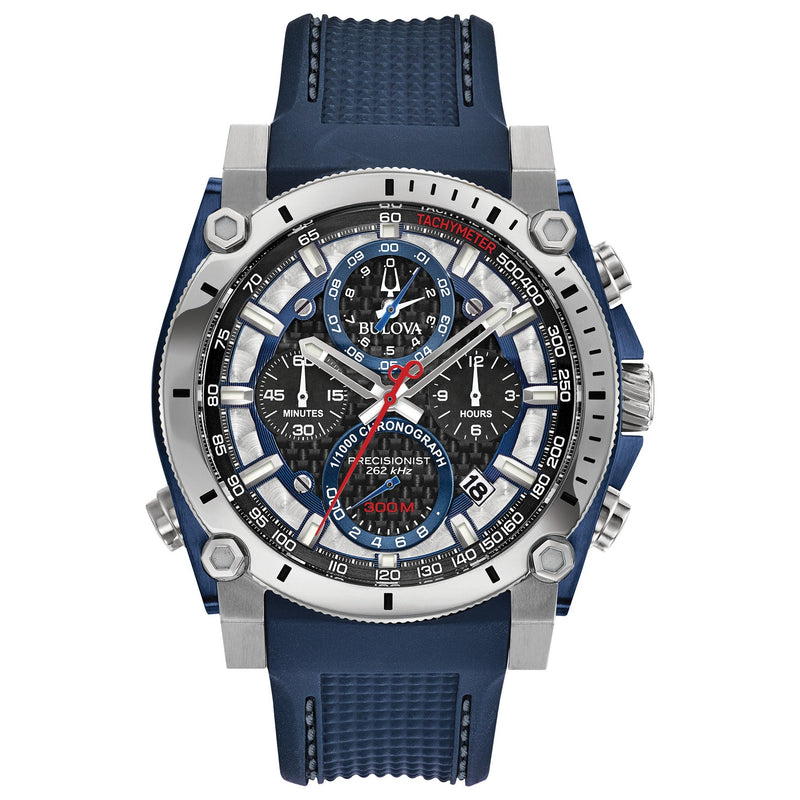 98B315 Reloj Bulova Icon de hombre pulsera de caucho azul 46.5 mm