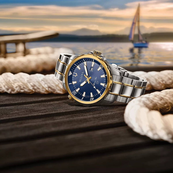 Reloj Bulova Marine Star Hombre Acero Bicolor Azul - Vista lateral