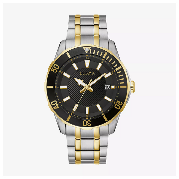 Reloj Bulova Hombre Acero Bicolor Esfera Negra - Reloj original en Guatemala
