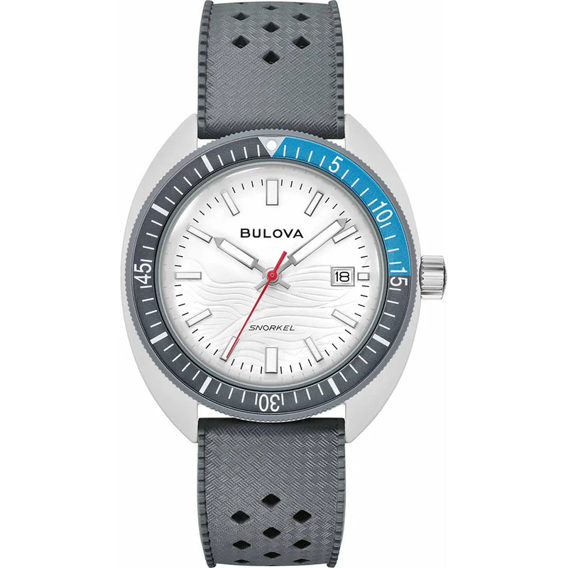98B449 Reloj Bulova Snorkel de caballero pulsera de caucho gris 41 mm