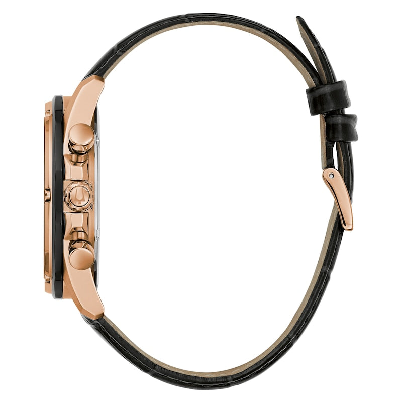 Reloj Bulova Crystal Hombre Cuero Oro Rosa - Detalle de esfera