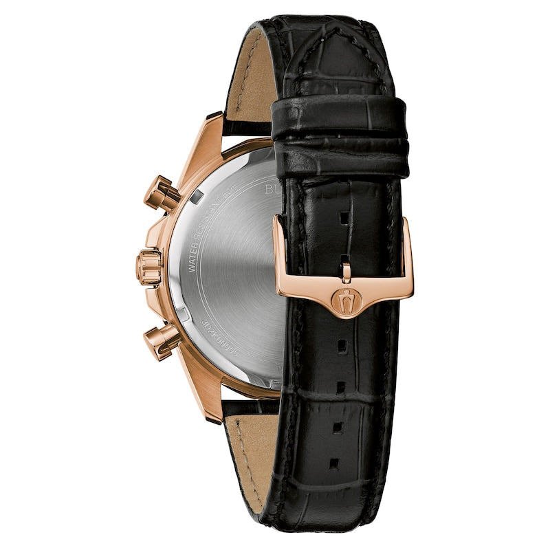 Reloj Bulova Crystal Hombre Cuero Oro Rosa - Vista lateral
