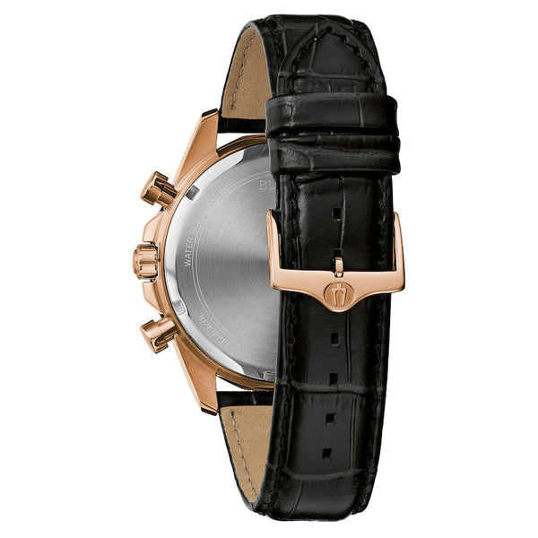 Reloj Bulova Crystal Hombre Cuero Oro Rosa - Vista lateral