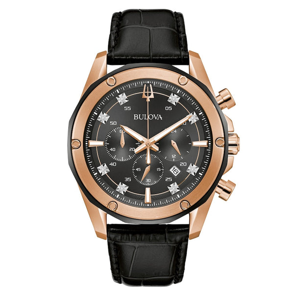 Reloj Bulova Crystal Hombre Cuero Oro Rosa - Reloj original en Guatemala