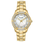 98L256 Bulova Reloj Crystal Accent para Dama banda de metal