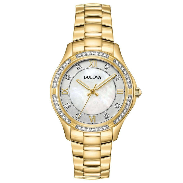 Bulova Reloj Crystal Accent para Dama banda de metal - Reloj original en Guatemala