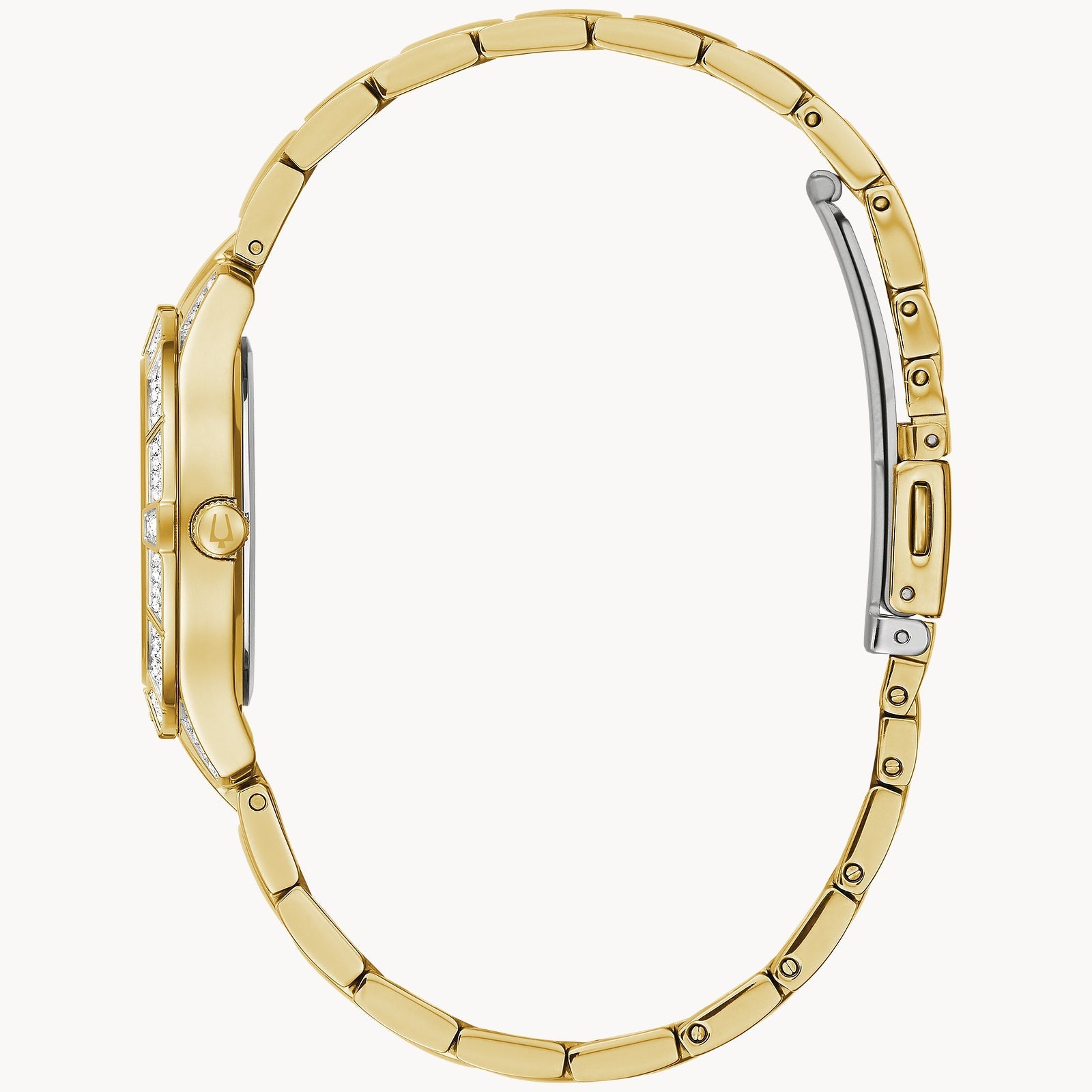 Reloj Bulova Phantom Mujer Acero Dorado Cristales - Detalle de esfera