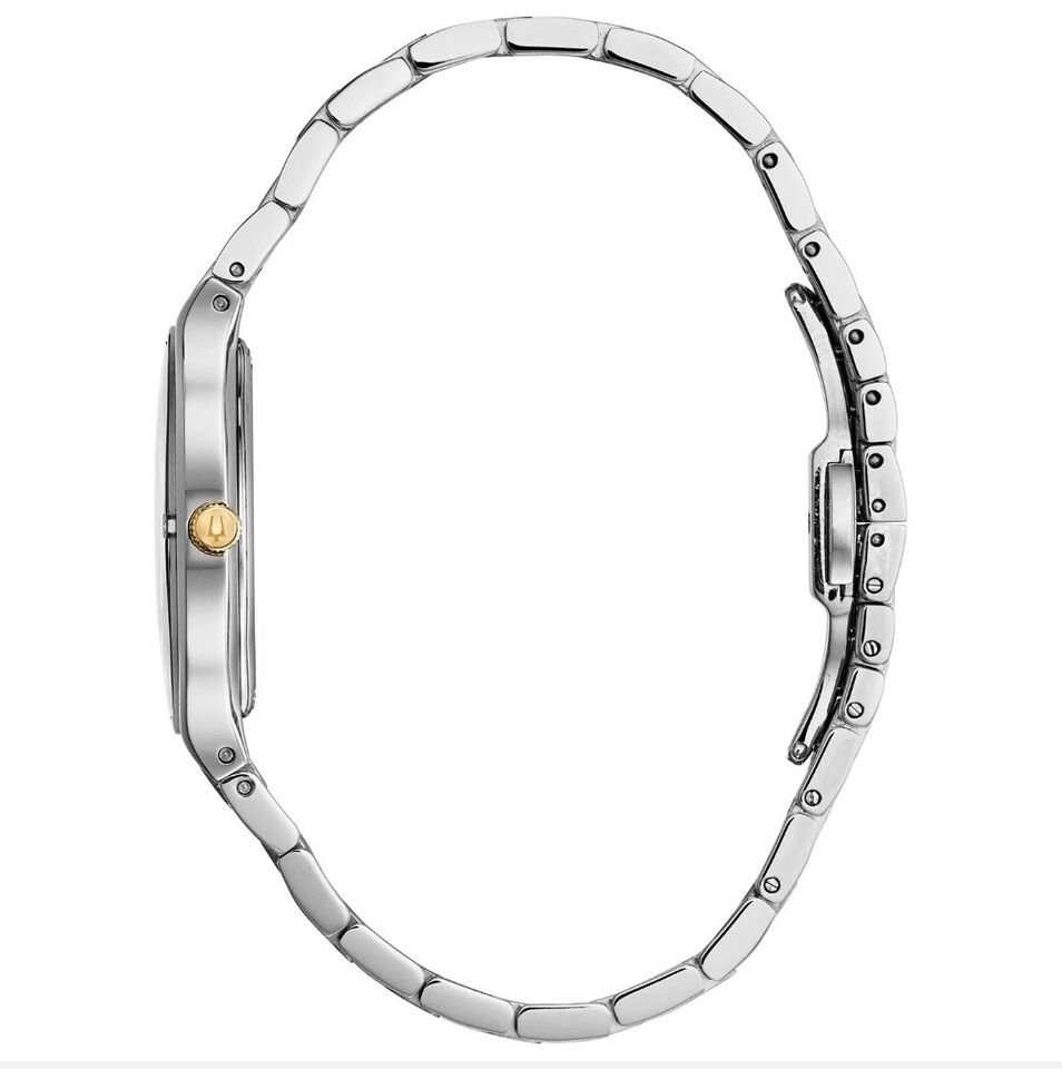 Reloj Bulova Mujer Diamantes Acero Bicolor Azul - Detalle de esfera
