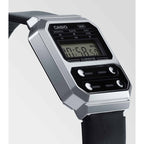 A-100WEL Reloj Casio Vintage Unisex Correa de Cuero Negro - Vista trasera