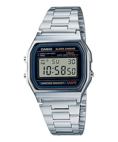 A-158WA-1 Reloj Casio Unisex, Vintage Clásico Cronómetro - Plateado