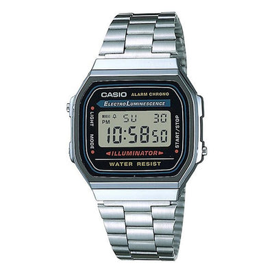 A-168WA-1 Reloj Casio Unisex, Vintage Clásico Illuminator - Plateado