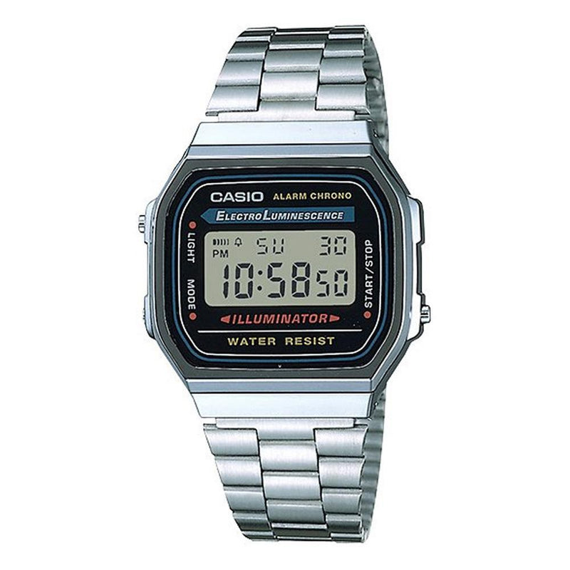 A-168WA-1 Reloj Casio Unisex, Vintage Clásico Illuminator - Plateado