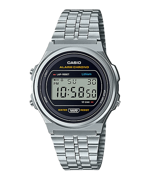 A-171WE-1A Reloj Casio Unisex, Vintage Clásico Cronómetro - Plateado