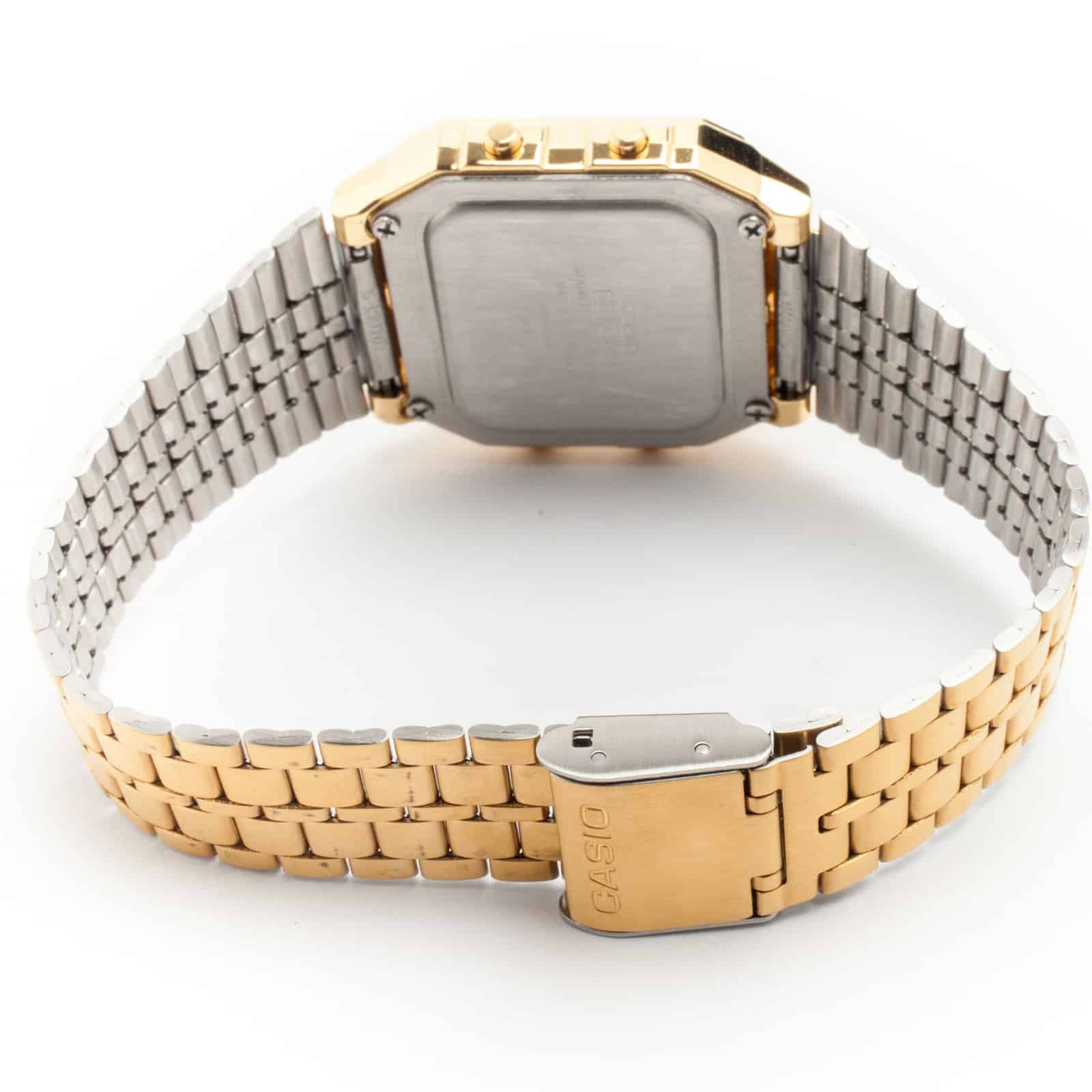 A-500WGA Reloj Casio Vintage World Time Hombre Acero Dorado - Vista trasera