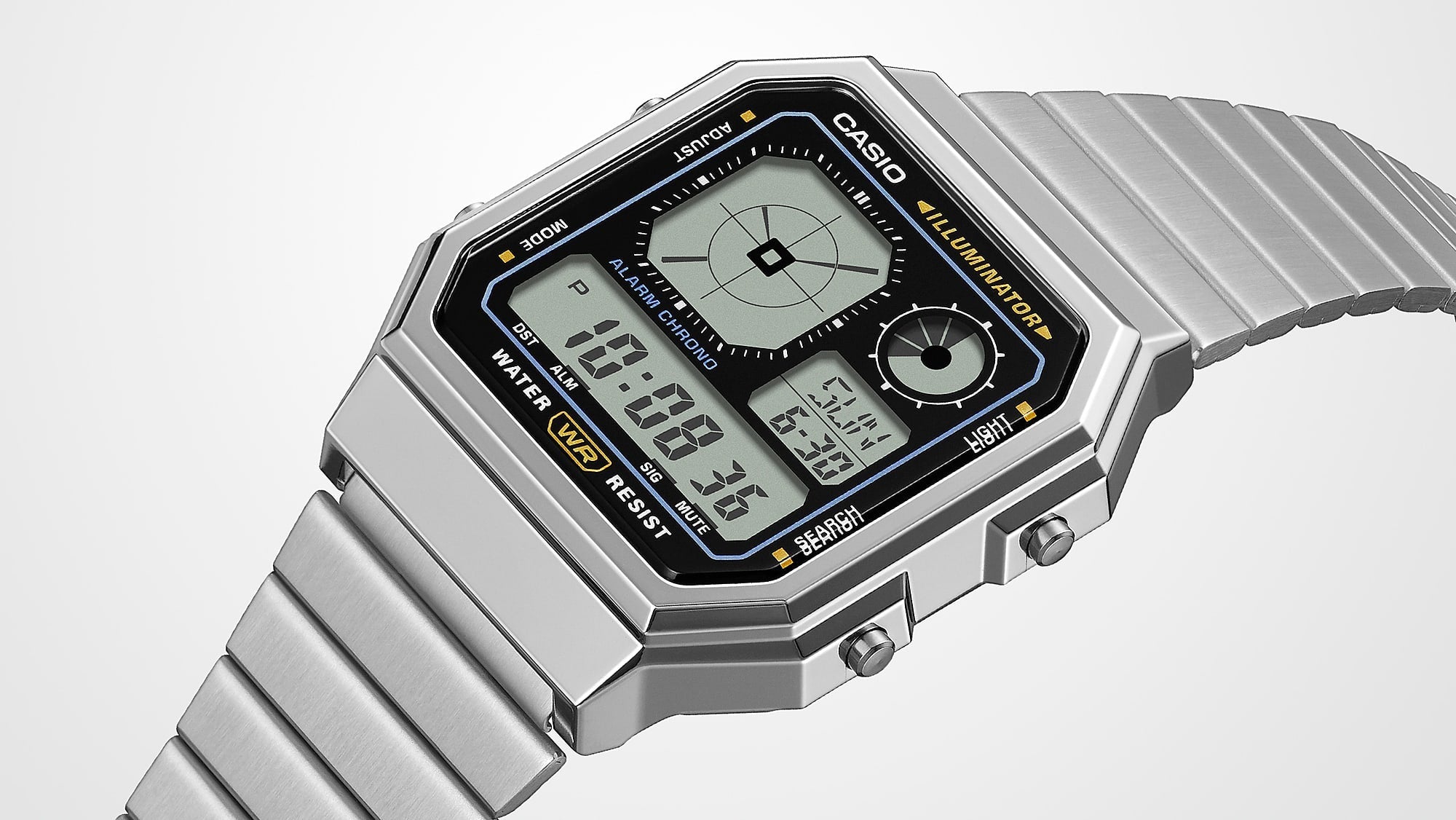 7A Reloj Casio Vintage Hombre Correa de Acero - Detalle de esfera