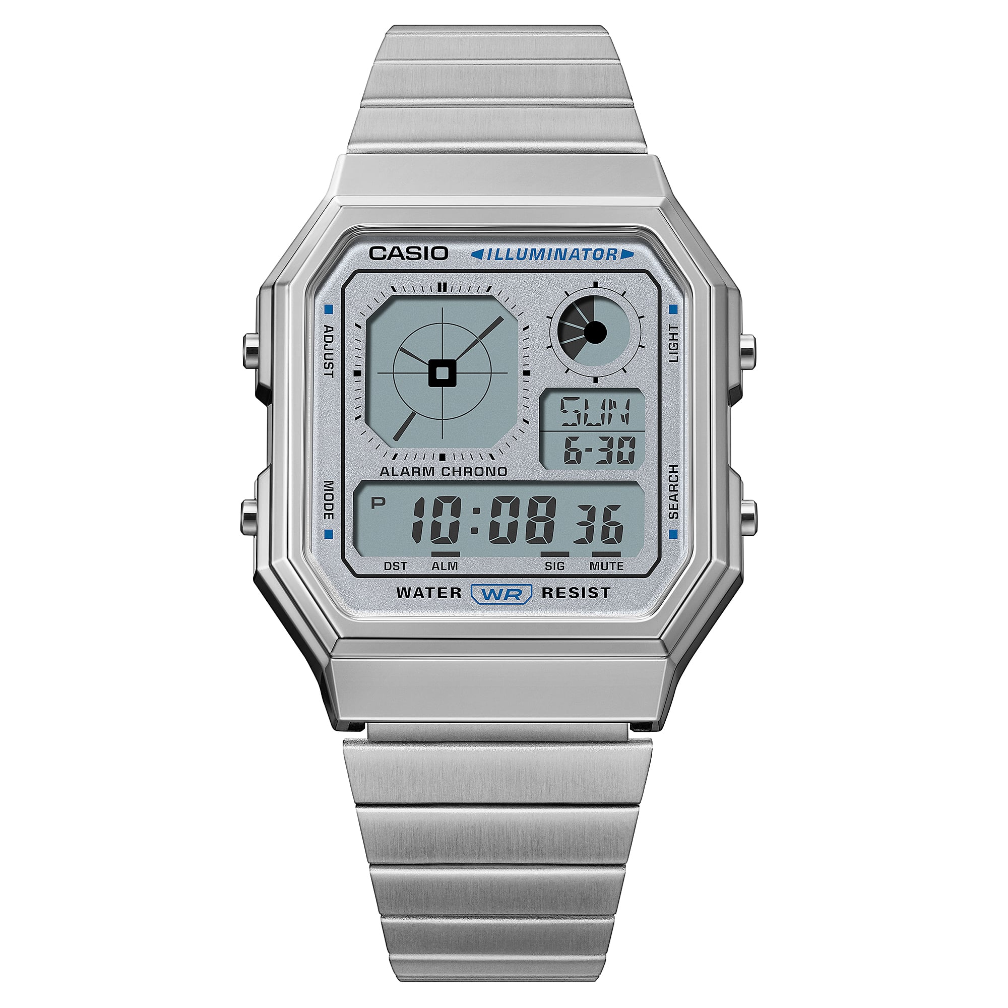 7A Reloj Casio Vintage Hombre Correa de Acero - Vista lateral