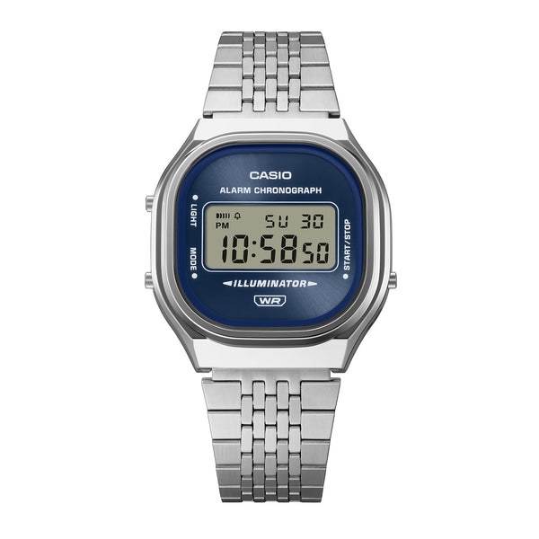 A140WE-2A Reloj Casio Vintage unisex correa de metal - Acero Inoxidable Plateado
