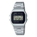 A158WEA-1 Reloj Casio Digital unisex correa de metal - Acero Inoxidable Plateado