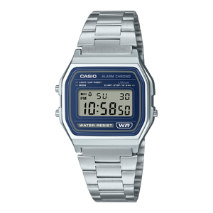 A158WEA-2 Reloj Casio Vintage digital Clásico - acero esfera azul