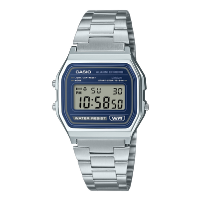 A158WEA-2 Reloj Casio Vintage digital Clásico - acero esfera azul