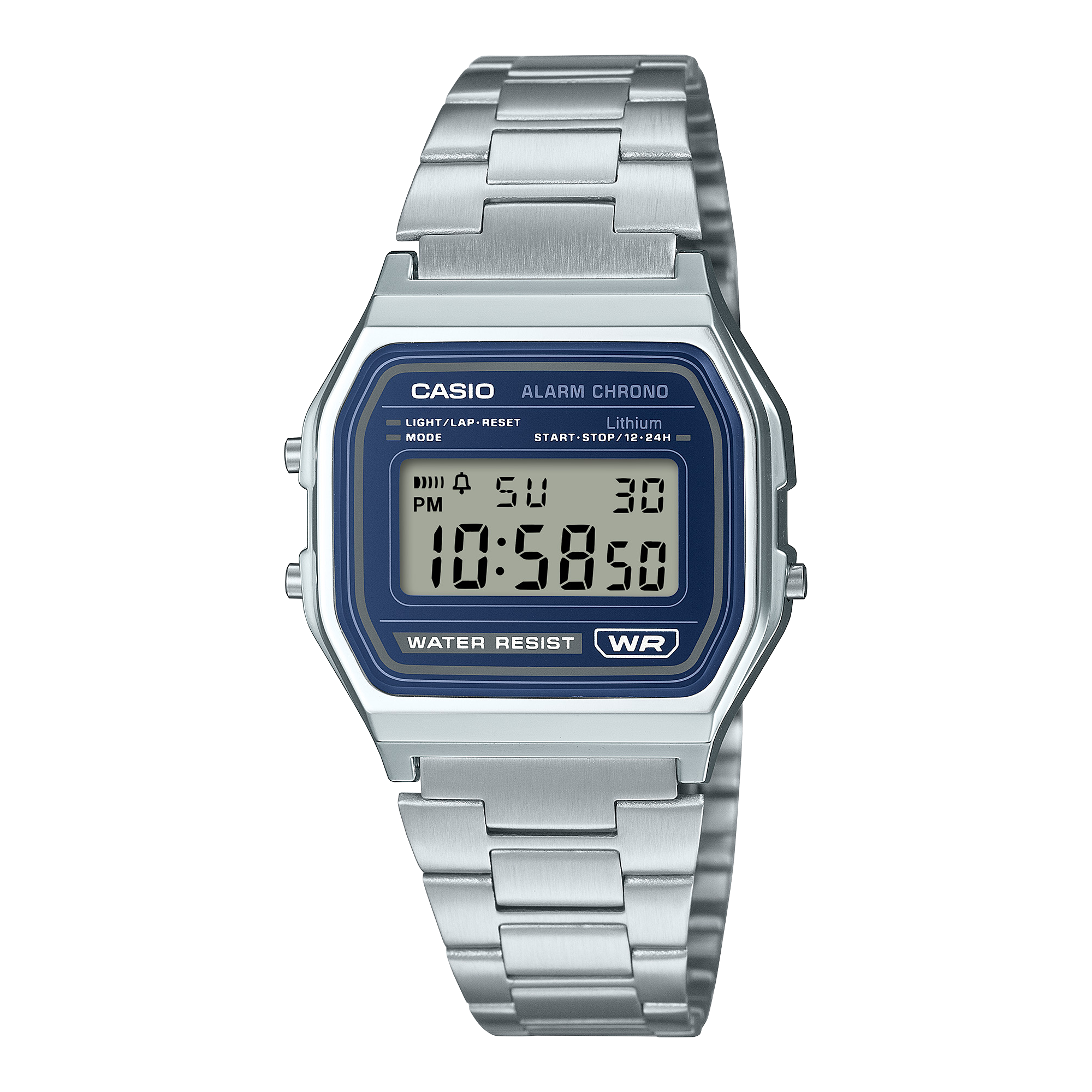 A158WEA-2 Reloj Casio de hombre correa de metal digital - Acero Inoxidable Plateado
