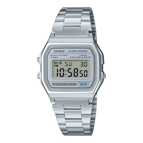 A158WEA-7 Reloj Casio Digital unisex corre de metal - Acero Inoxidable Plateado