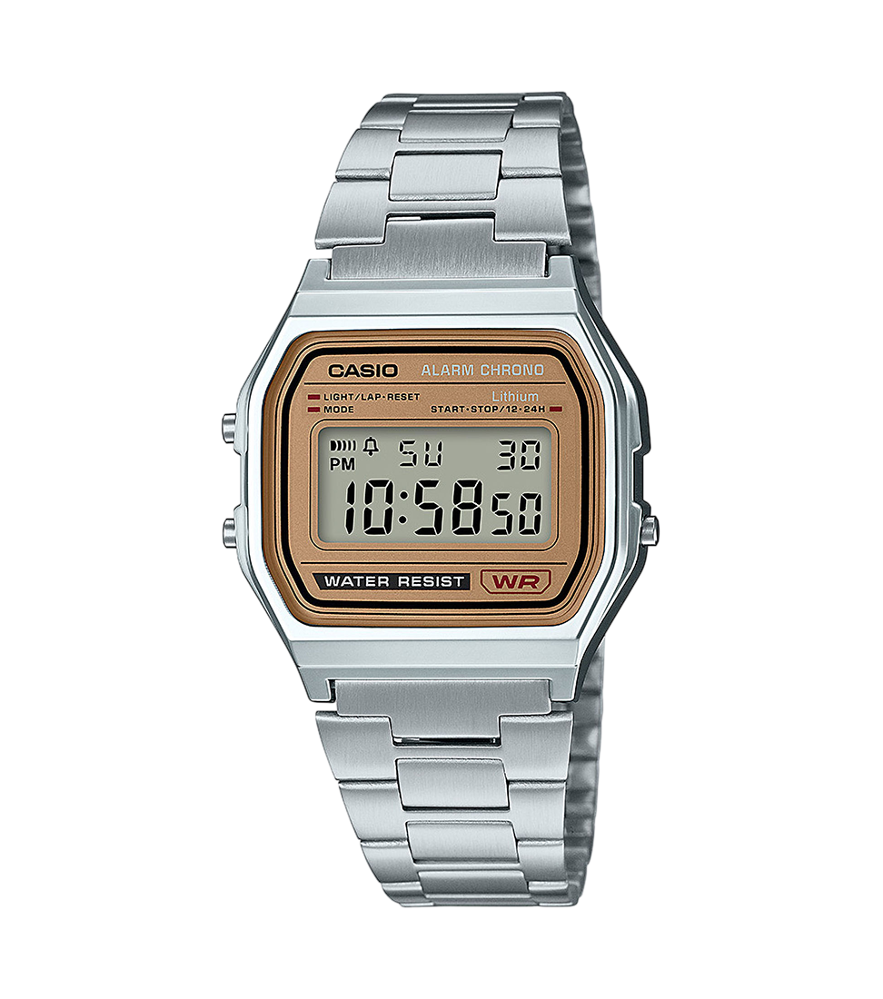 A158WEA-9 Reloj Casio unisex pulsera de metal - Acero Inoxidable Plateado