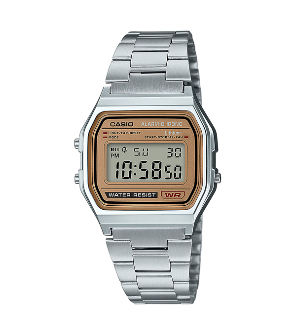 A158WEA-9 Reloj Casio unisex pulsera de metal - Acero Inoxidable Plateado