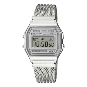 A158WEM-7 Reloj Casio Vintage unisex - pulsera Milanese plateada
