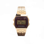 A-159WGEA Reloj Casio Vintage Unisex Correa de Acero Dorado - Vista trasera