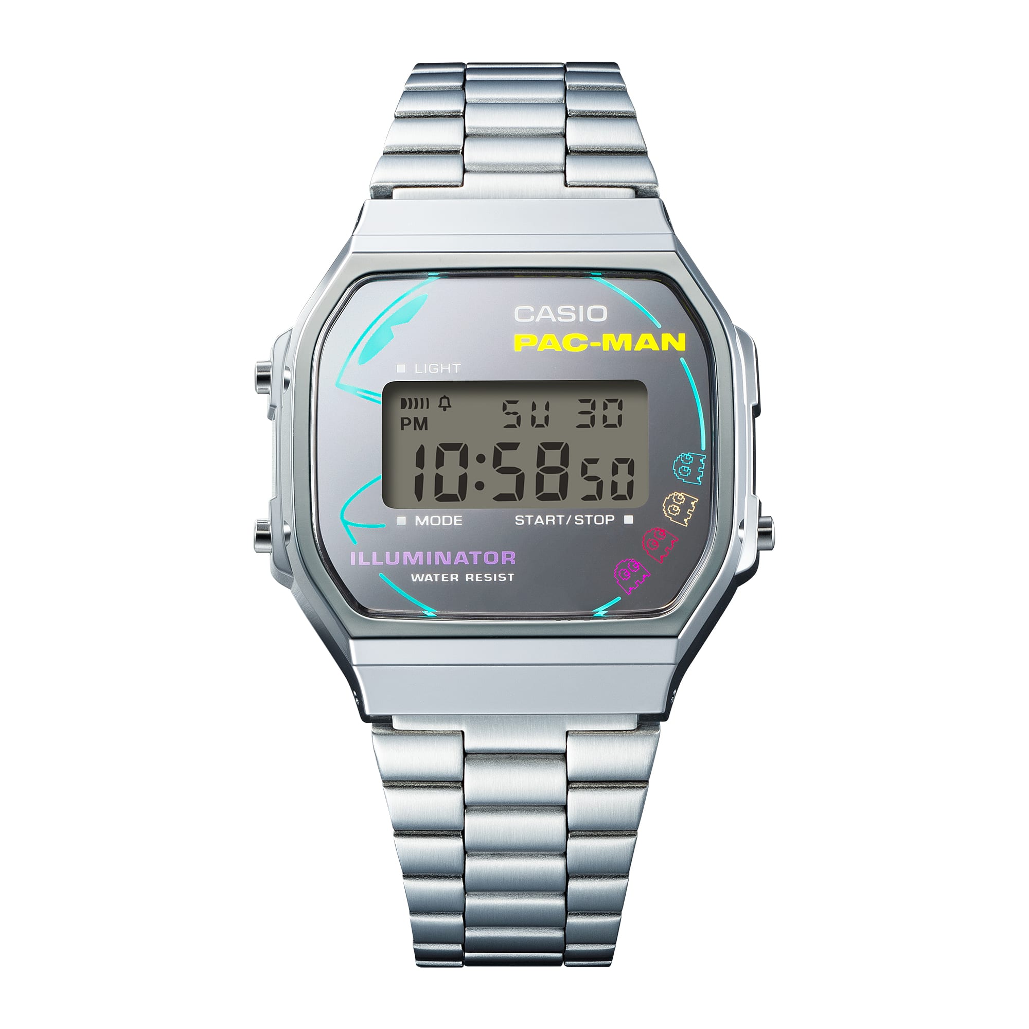 Reloj Casio Vintage Pac-Man Unisex Correa de Acero - Detalle de esfera