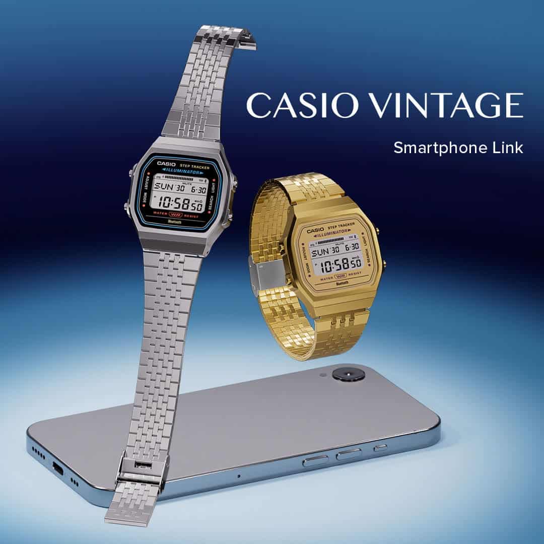 100WEG Reloj Casio Vintage Unisex Acero Inoxidable Dorado - Detalle de esfera