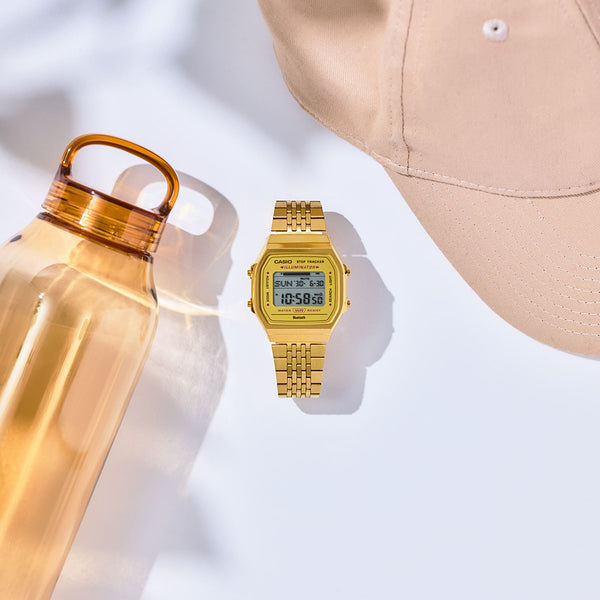 100WEG Reloj Casio Vintage Unisex Acero Inoxidable Dorado - Vista lateral