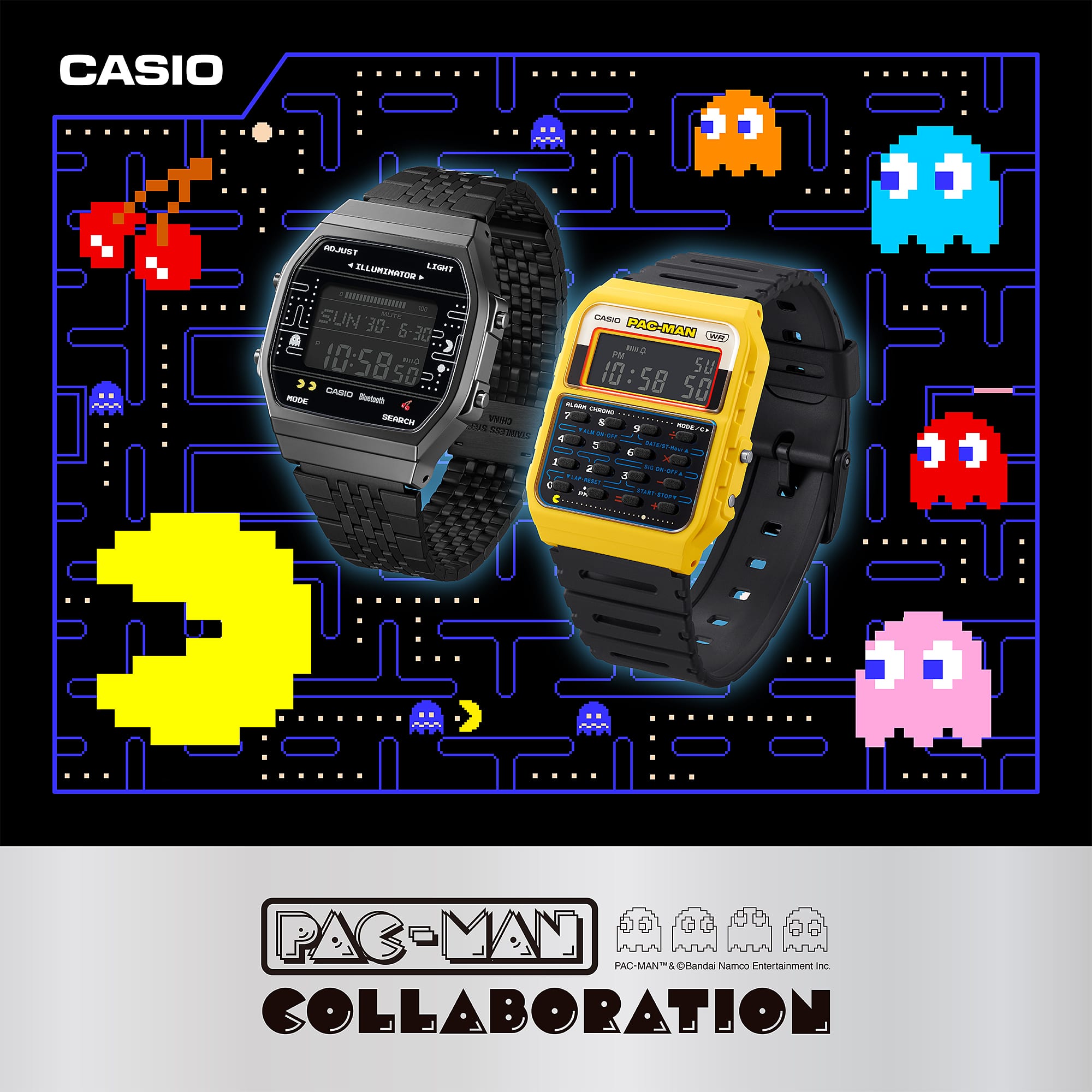 Reloj 100WEPC-1B Casio de hombre pulsera de metal Edición Pac-Man con Bluetooth - Vista trasera