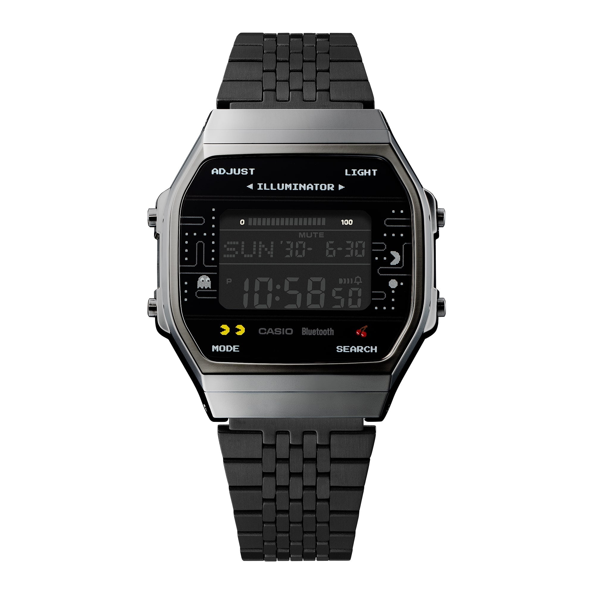 Reloj 100WEPC-1B Casio de hombre pulsera de metal Edición Pac-Man con Bluetooth - Detalle de esfera